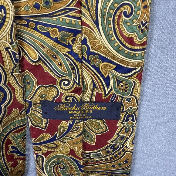 Vintage Brooks Brothers Makers Men’s Paisley Tie 100% Silk USA 58"Long 3.5"Wide - Picture 5 of 5